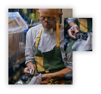 Ray, ADR artisan, polishing an aluminum bracket